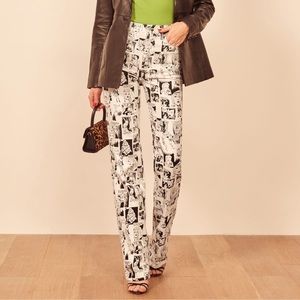 Reformation Newsprint High Rise Straight Long Jeans